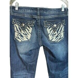 Wrangler Rock 47 Jeans Womens 9 Boot Cut Ultra Low Rise Denim Embroidered 30x34